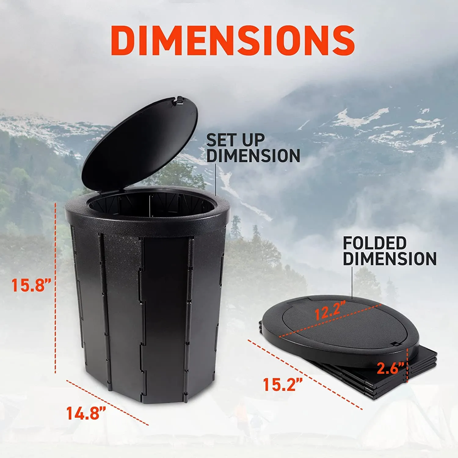 72HRS Collapsible Portable Toilet With Bucket (Including 30 Toilet Bags and 30 Toilet Powder)