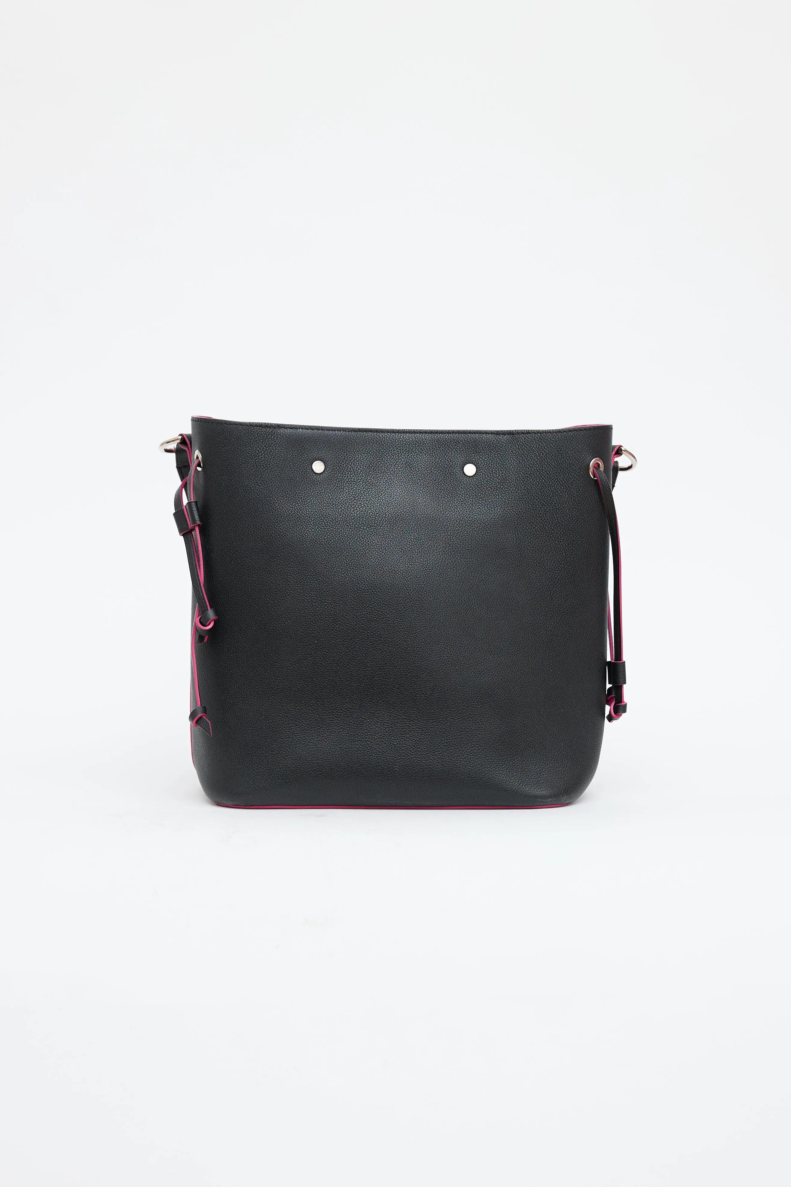 Black & Pink Leather Lockme Bucket Bag