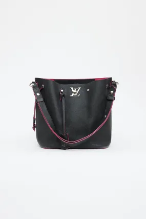Black & Pink Leather Lockme Bucket Bag