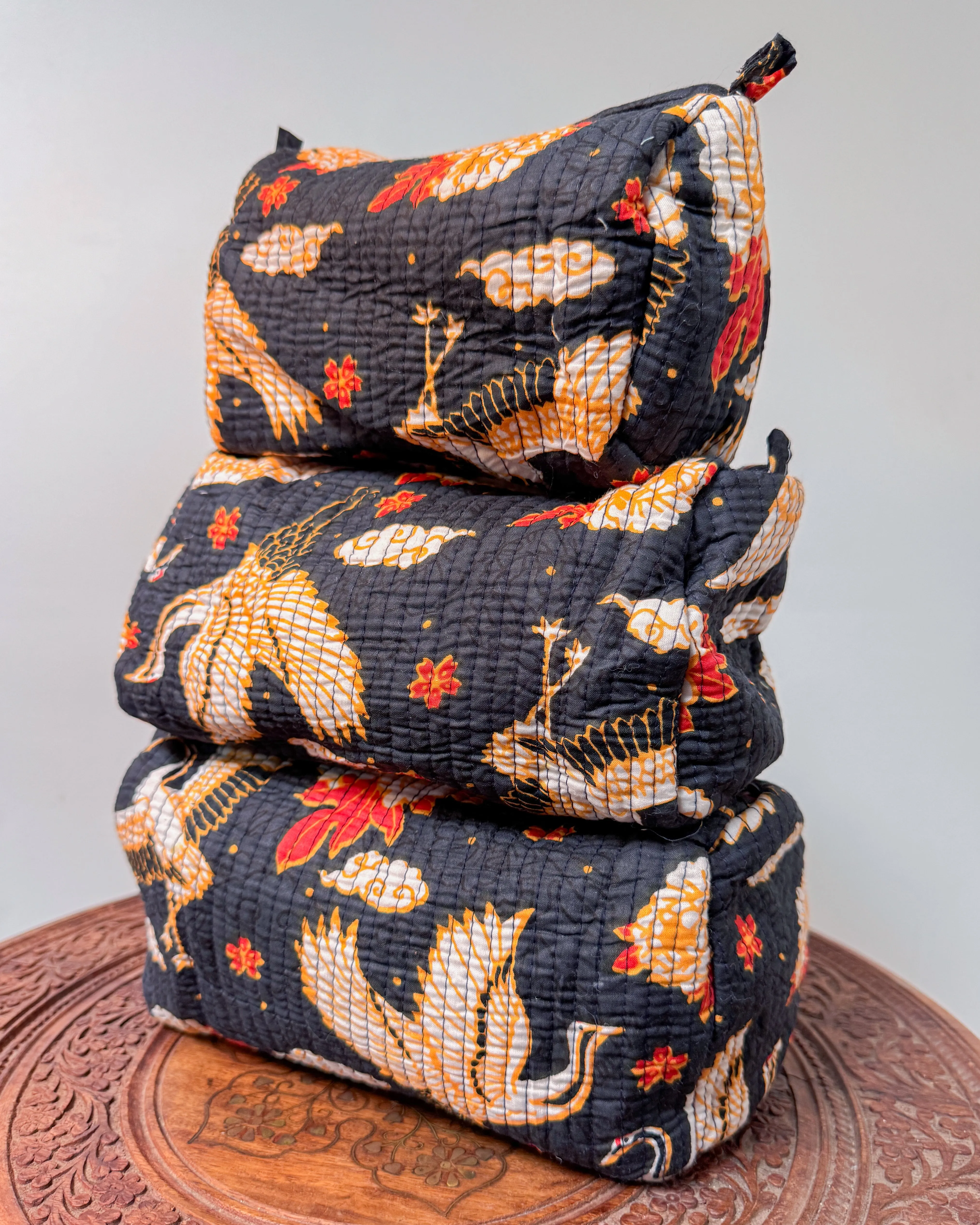 Black bird l Handmade Quilted Cotton Bag
