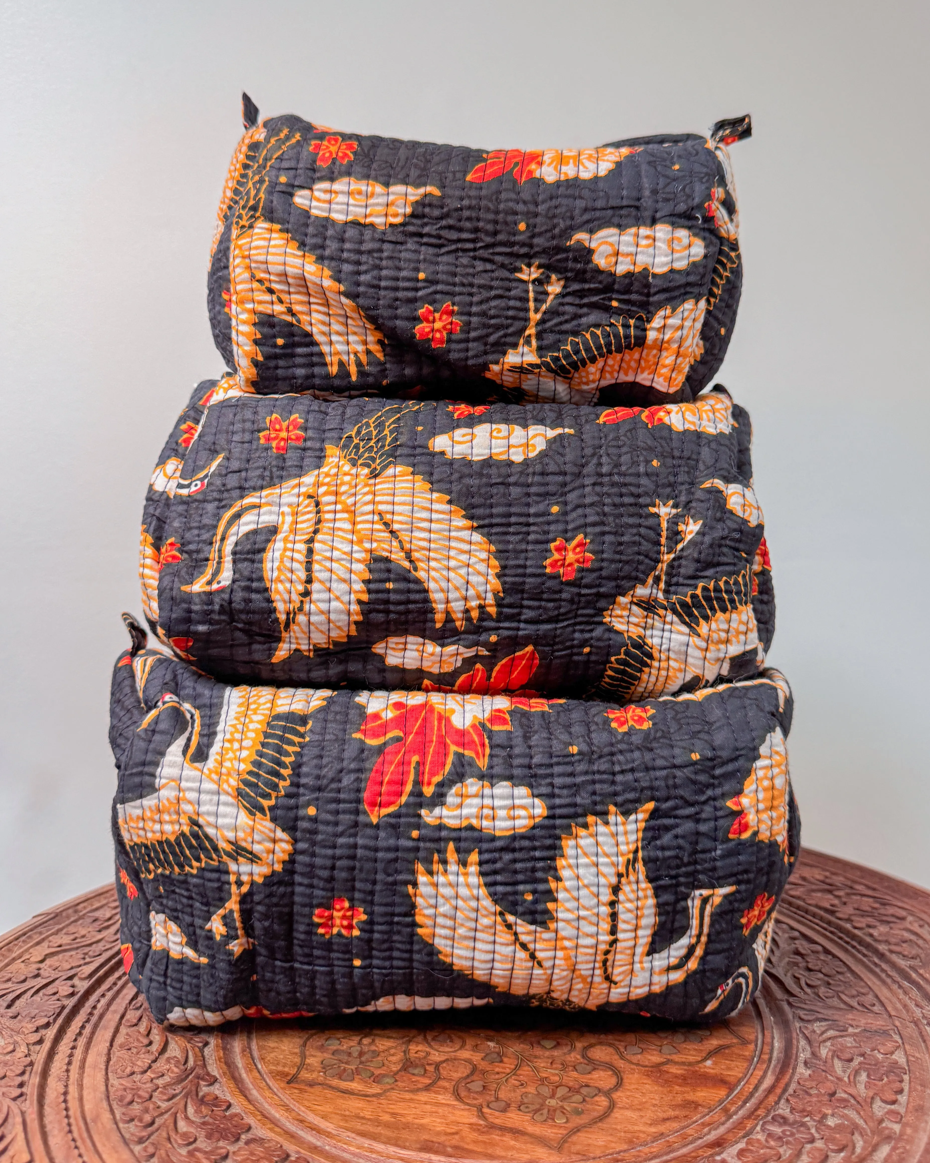 Black bird l Handmade Quilted Cotton Bag