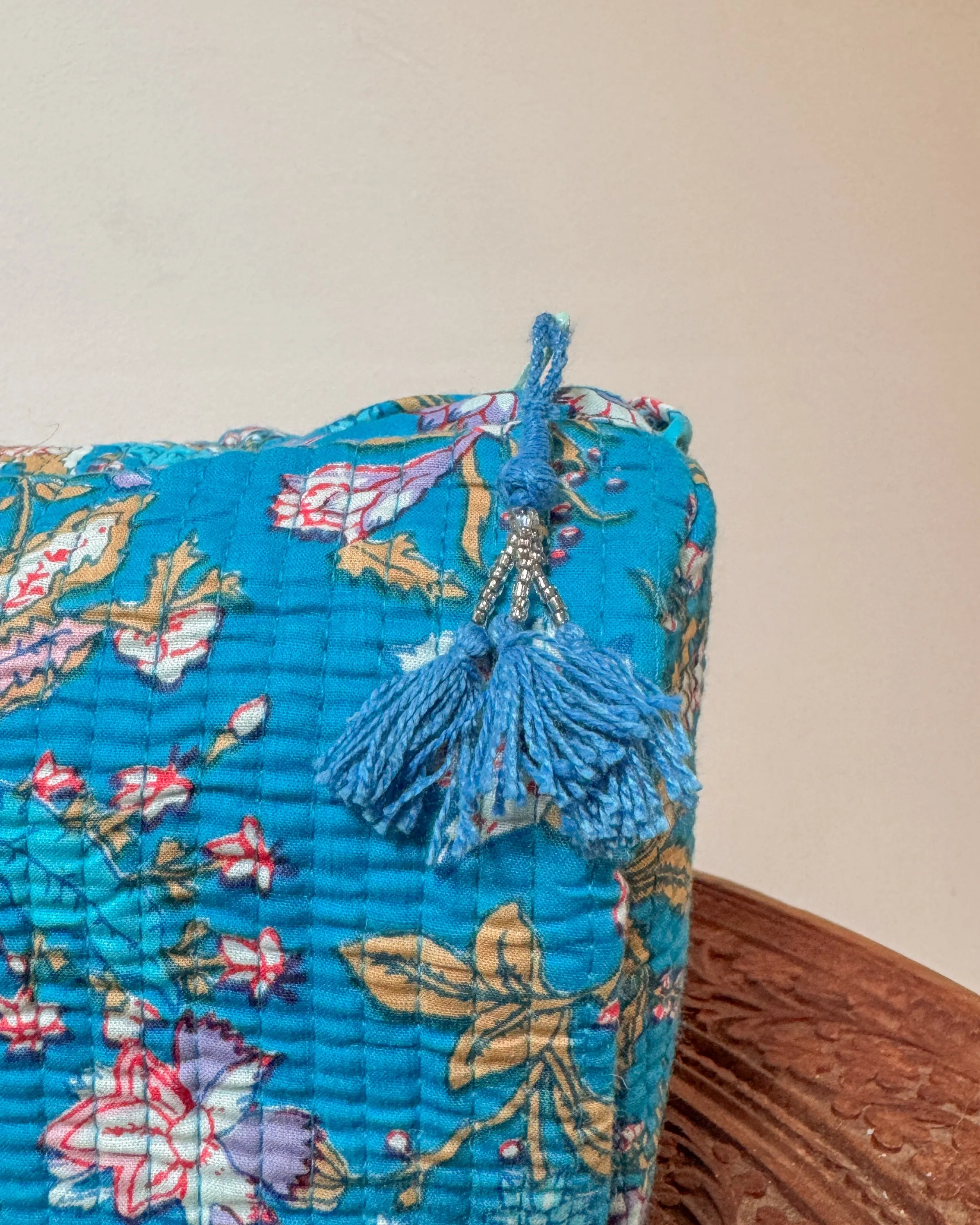 Blue flower l Handmade Quilted Cotton Bag