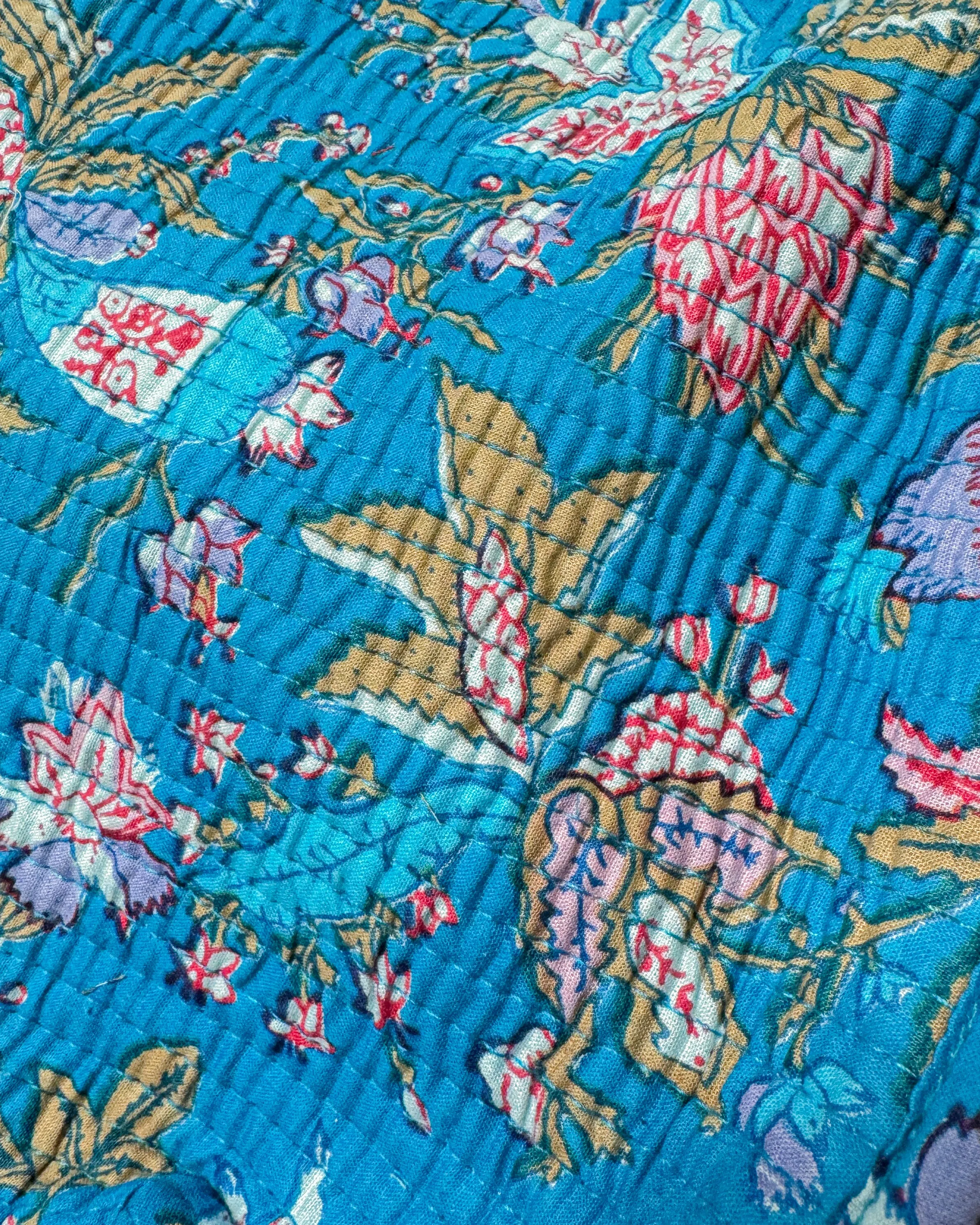 Blue flower l Handmade Quilted Cotton Bag