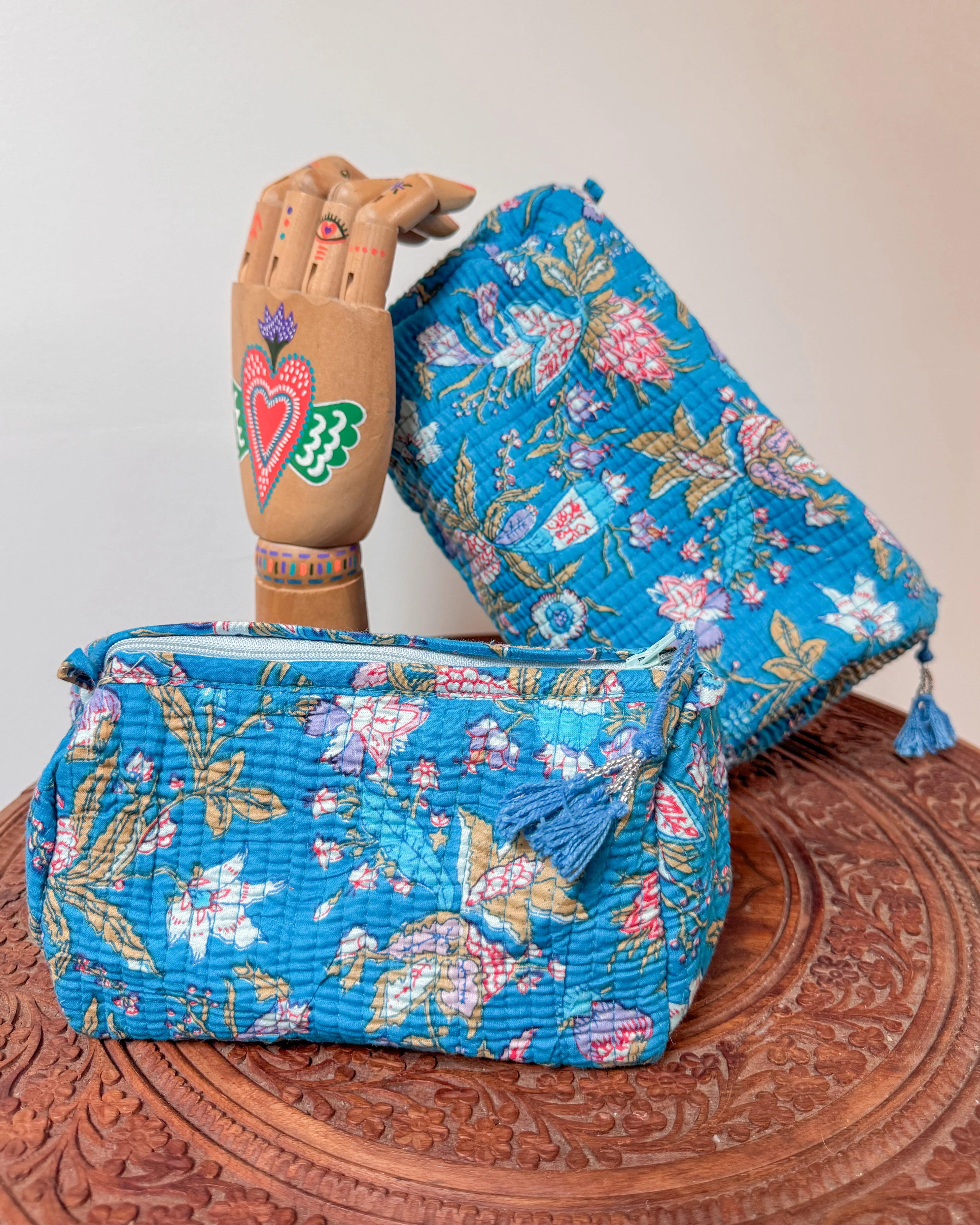 Blue flower l Handmade Quilted Cotton Bag