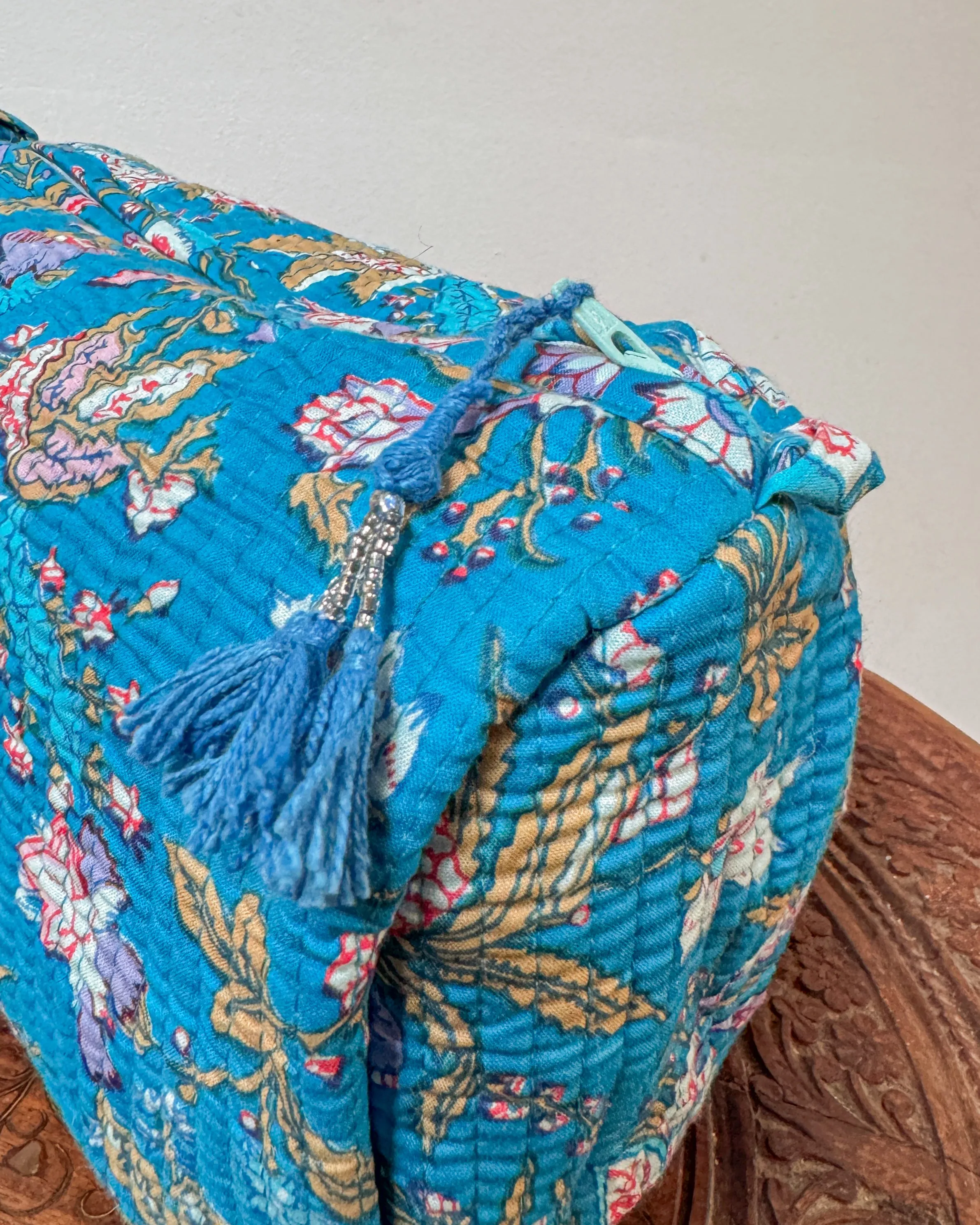 Blue flower l Handmade Quilted Cotton Bag