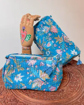 Blue flower l Handmade Quilted Cotton Bag