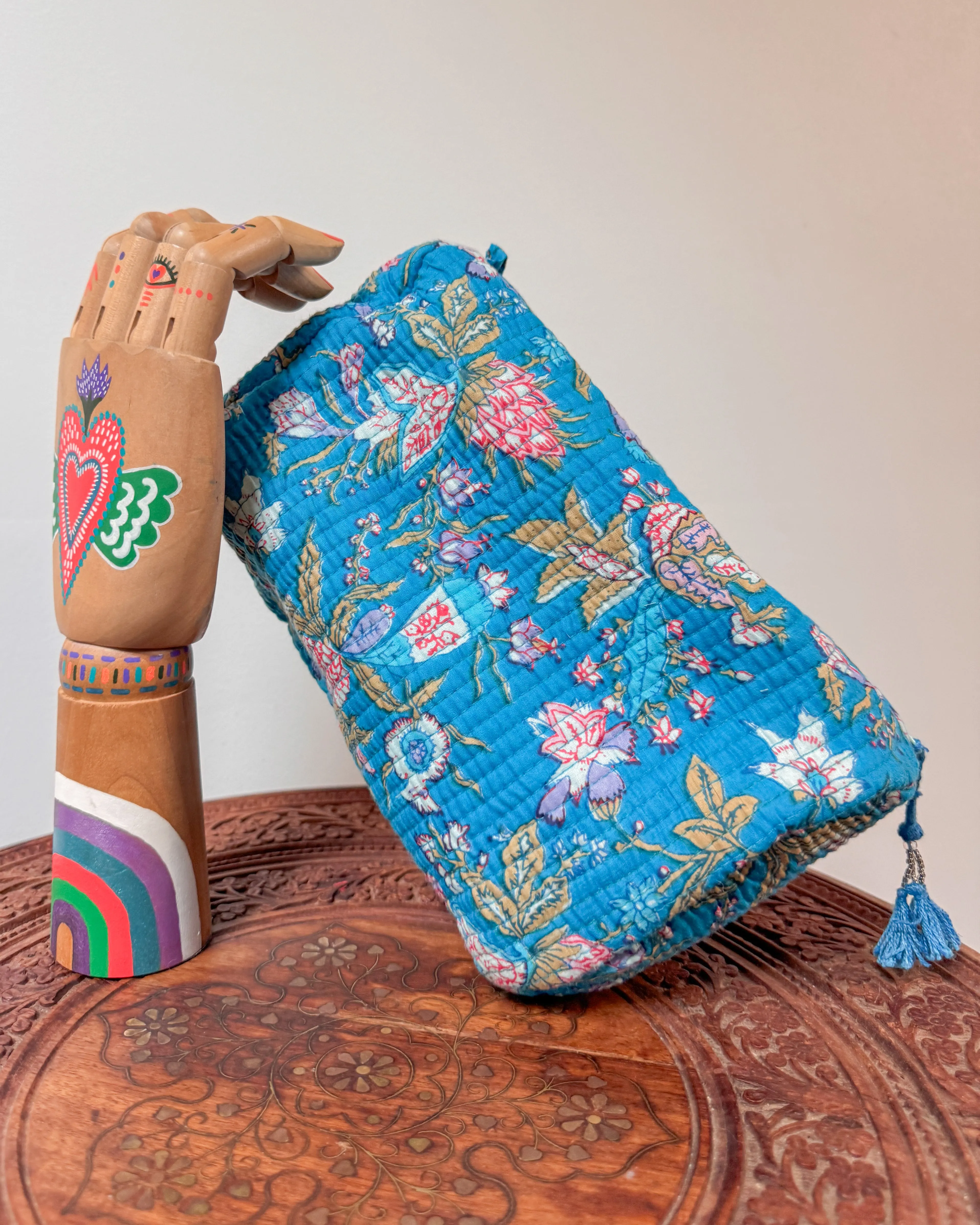 Blue flower l Handmade Quilted Cotton Bag