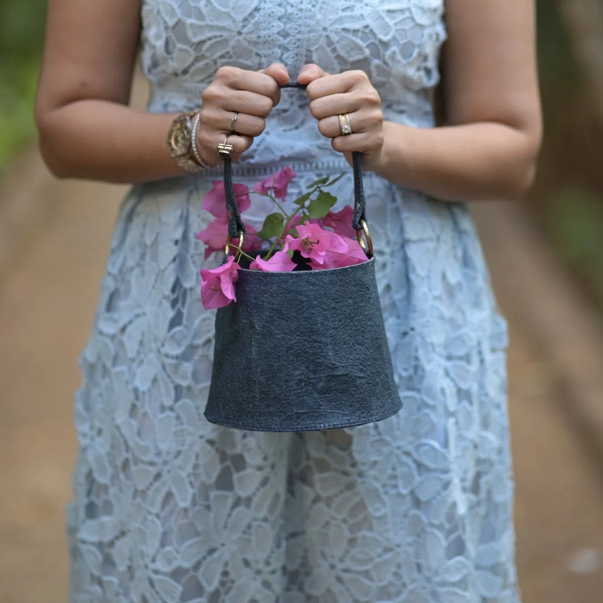 Bucket Bag For Women | Indigo Coconut Leather | Easy Maintenance | Sturdy