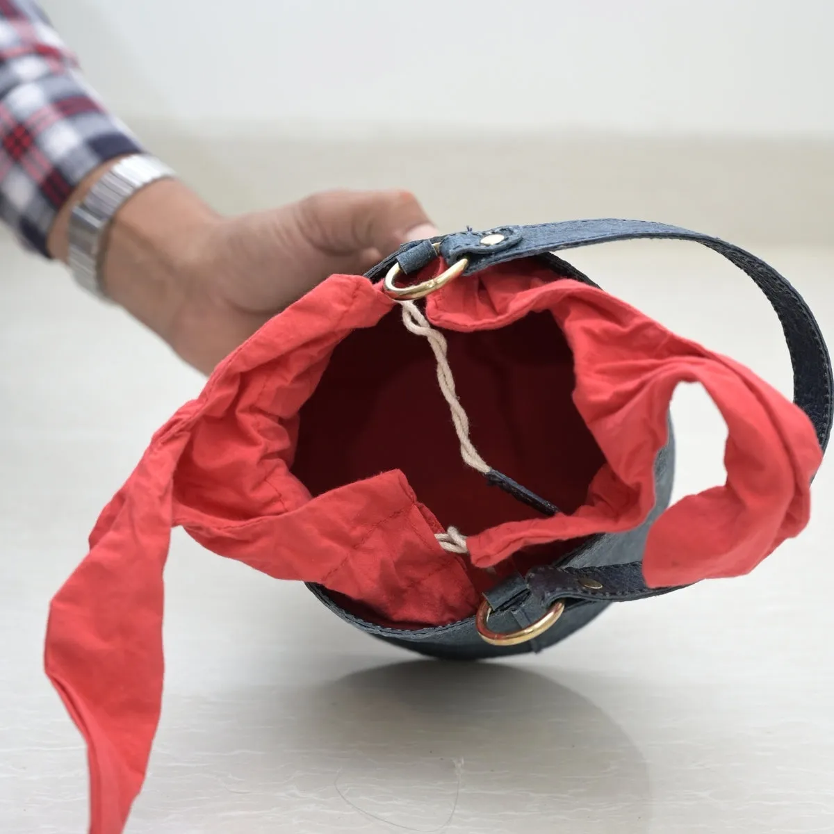 Bucket Bag For Women | Indigo Coconut Leather | Easy Maintenance | Sturdy