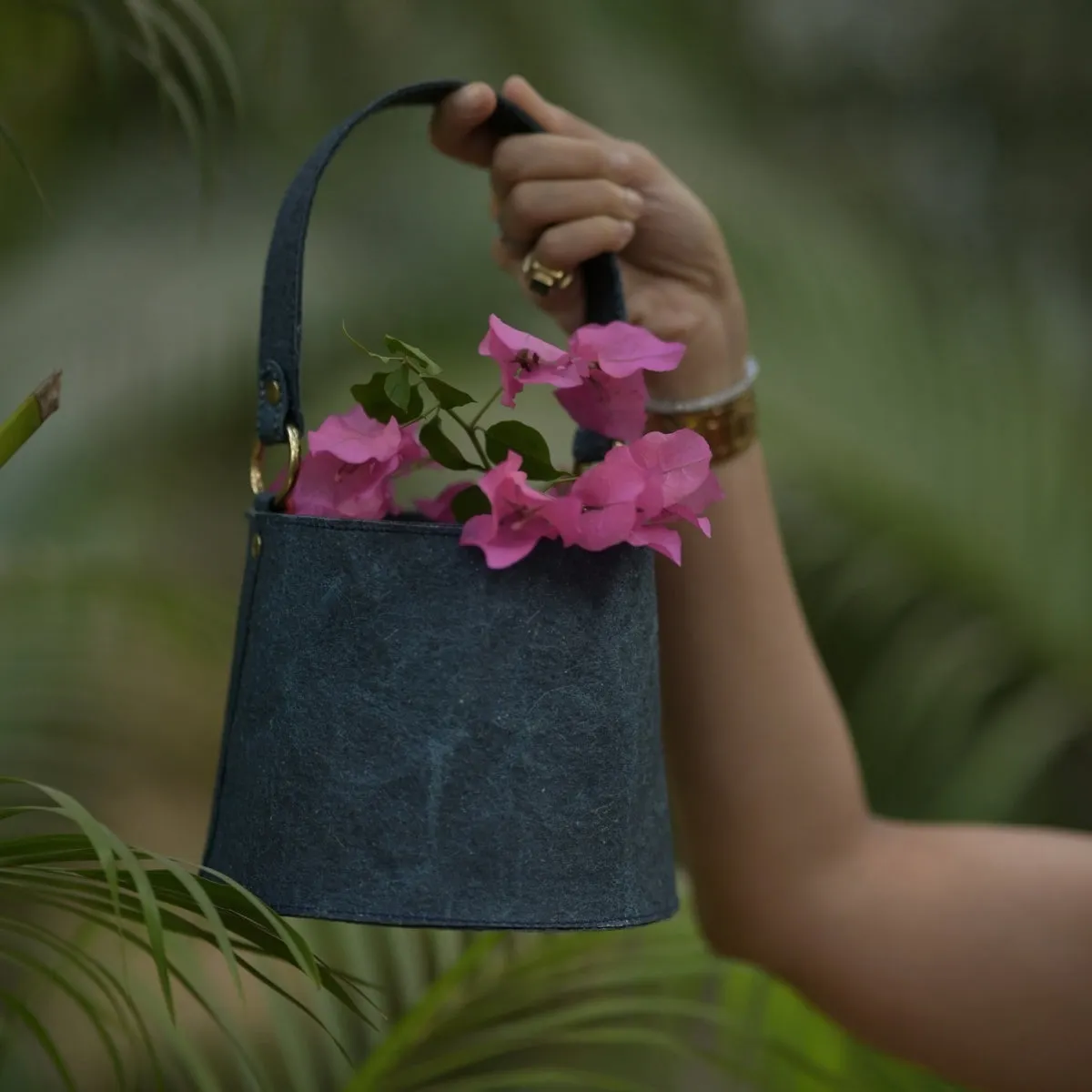 Bucket Bag For Women | Indigo Coconut Leather | Easy Maintenance | Sturdy