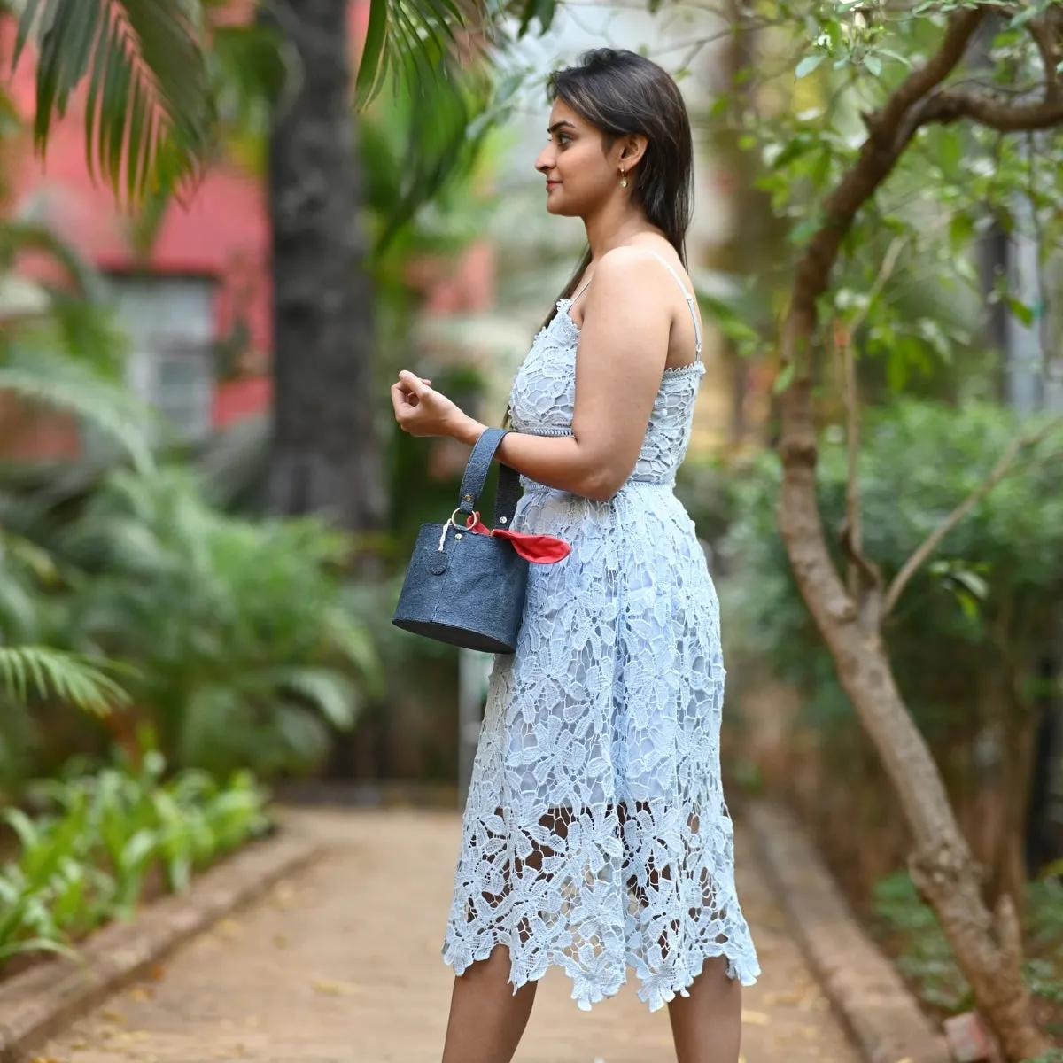 Bucket Bag For Women | Indigo Coconut Leather | Easy Maintenance | Sturdy