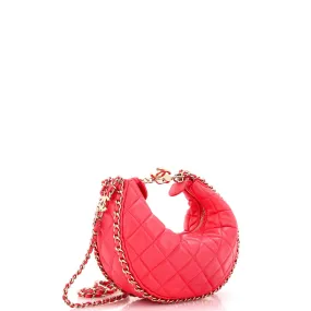 Chain Around Hook Hobo Quilted Lambskin Small