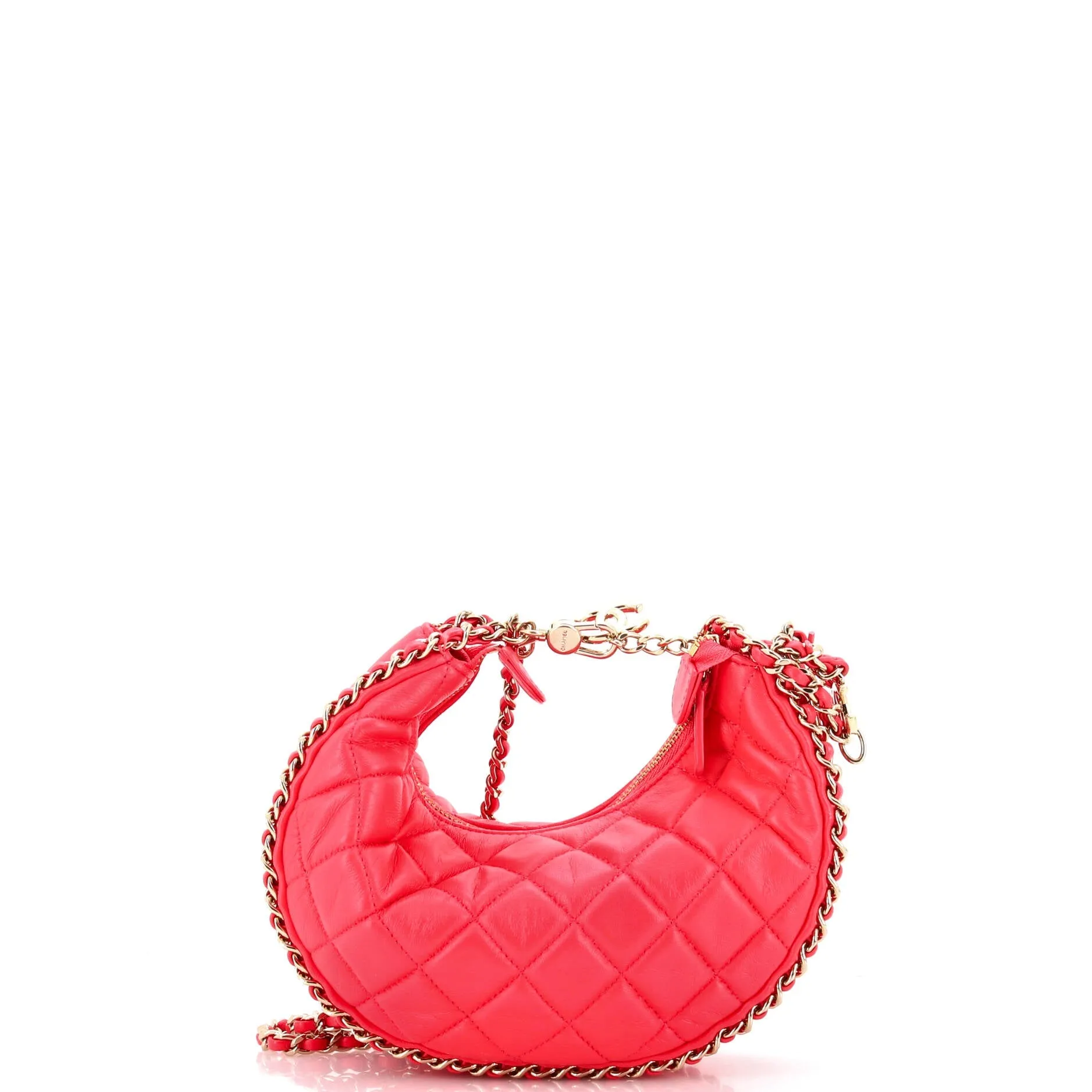 Chain Around Hook Hobo Quilted Lambskin Small