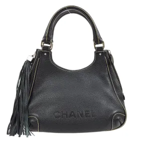 CHANEL 2003-2004 Black Caviar Embossed Logo Hobo Bag