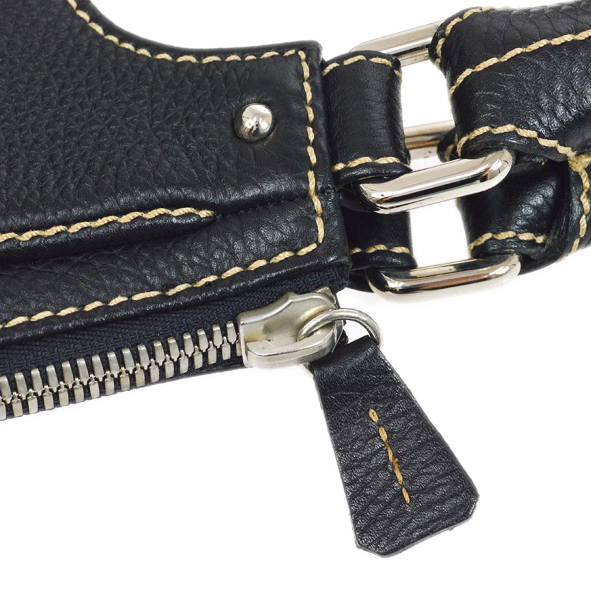 CHANEL 2003-2004 Black Caviar Embossed Logo Hobo Bag