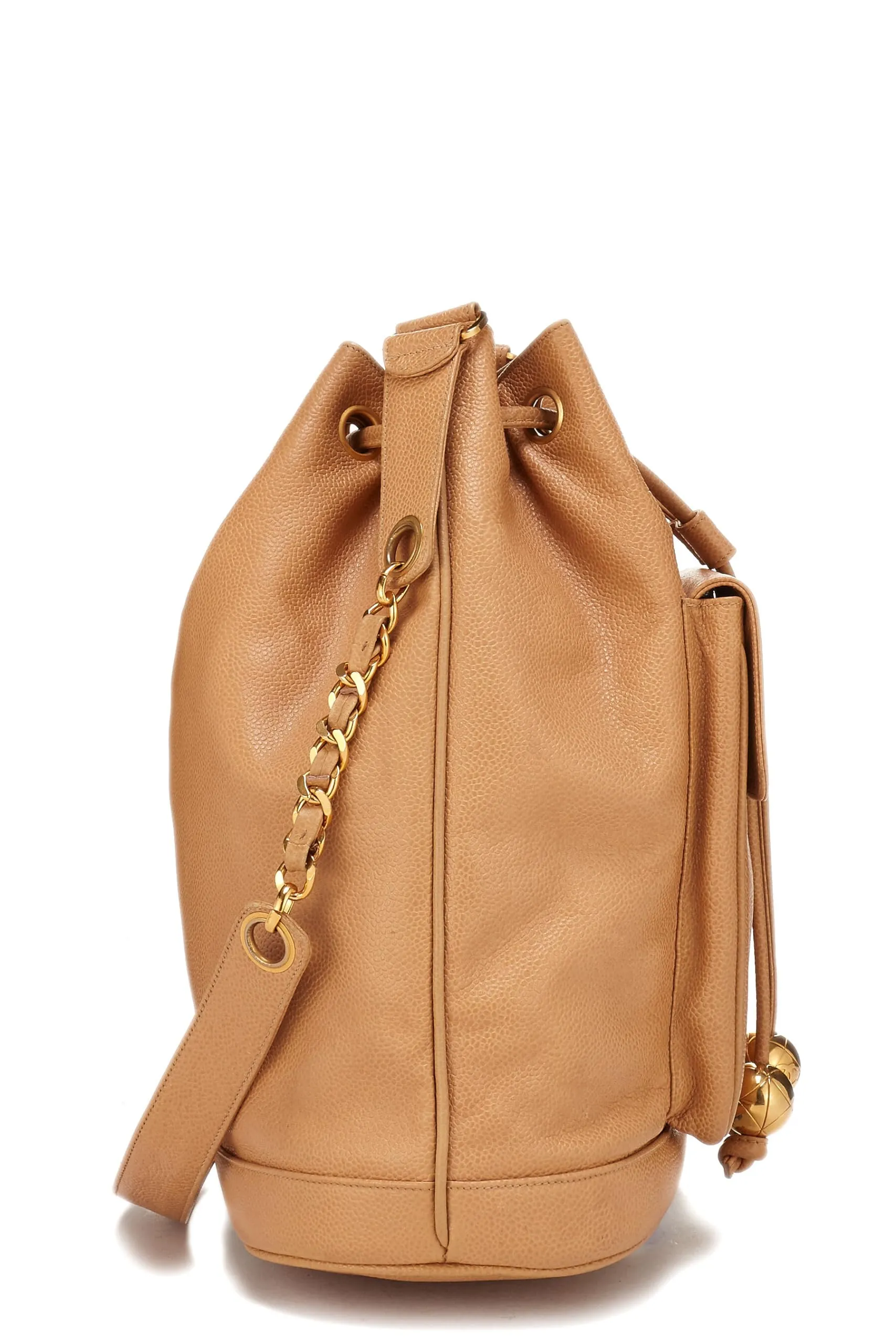 Chanel,  Beige Caviar Bucket Bag Large, Beige