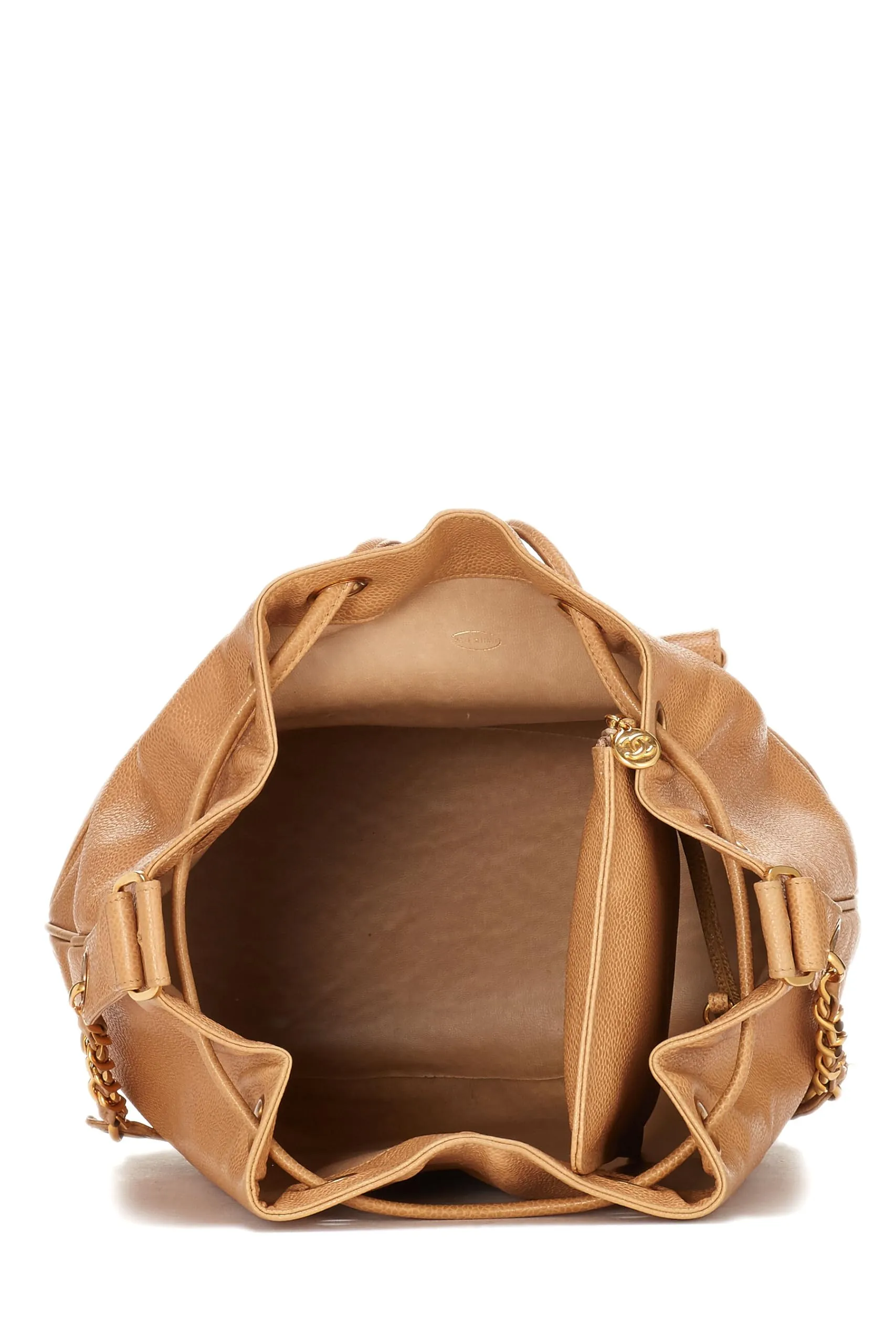 Chanel,  Beige Caviar Bucket Bag Large, Beige
