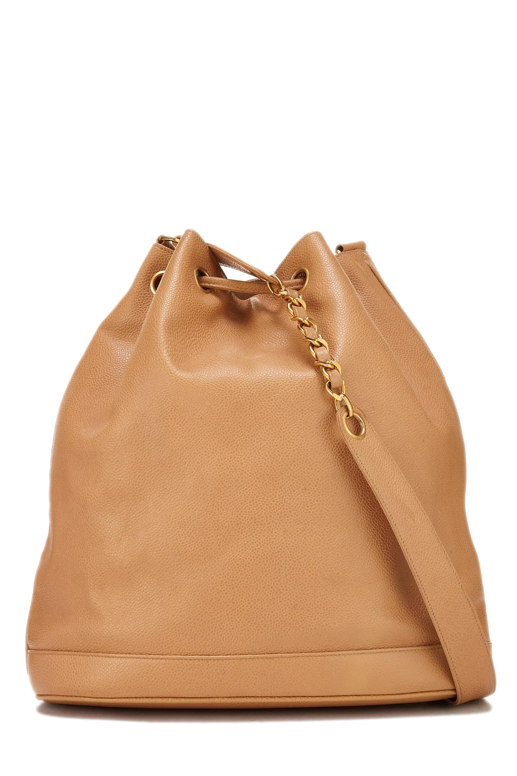 Chanel,  Beige Caviar Bucket Bag Large, Beige