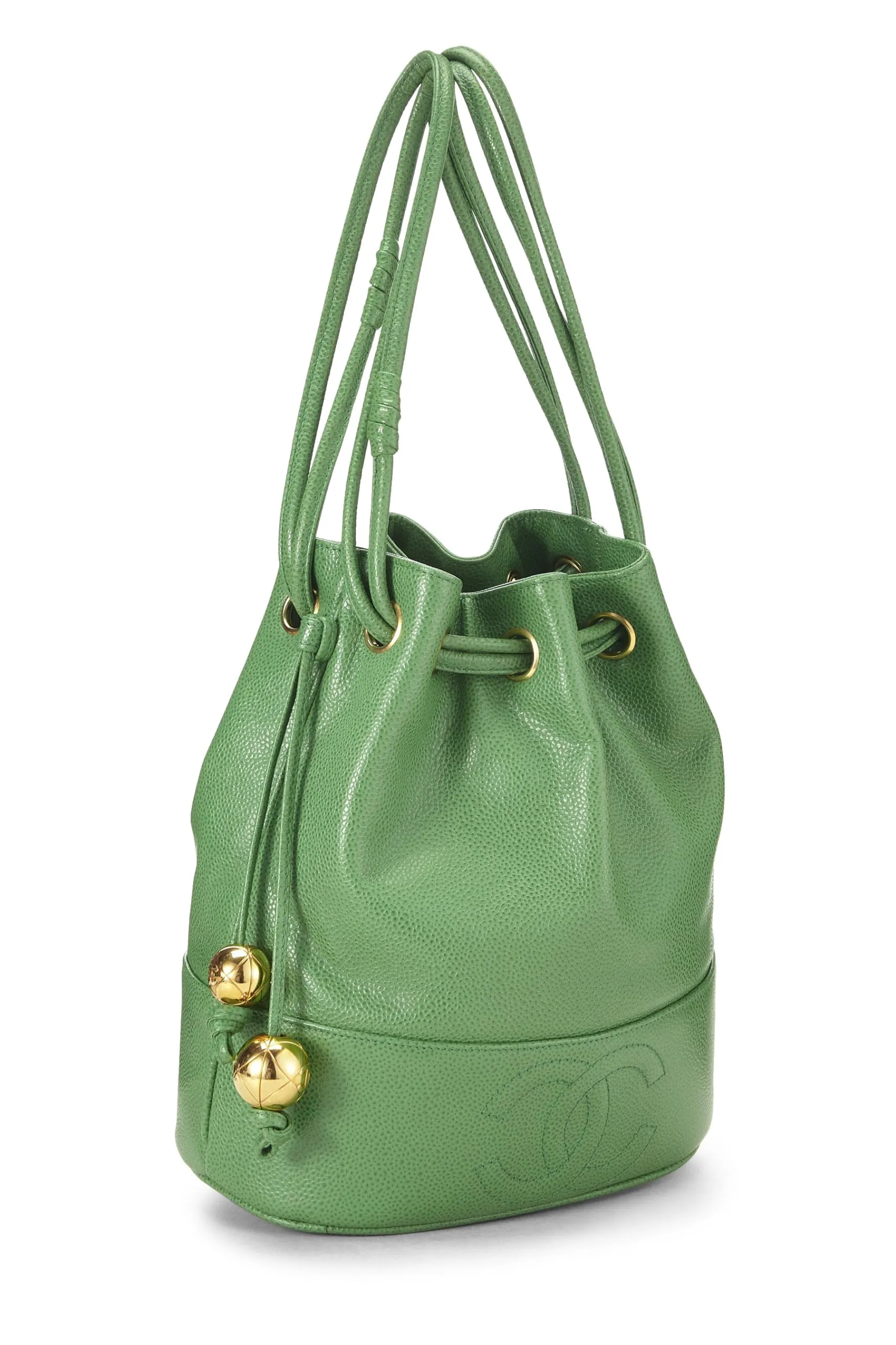 Chanel,  Green Caviar 3 'CC' Bucket Bag, Green