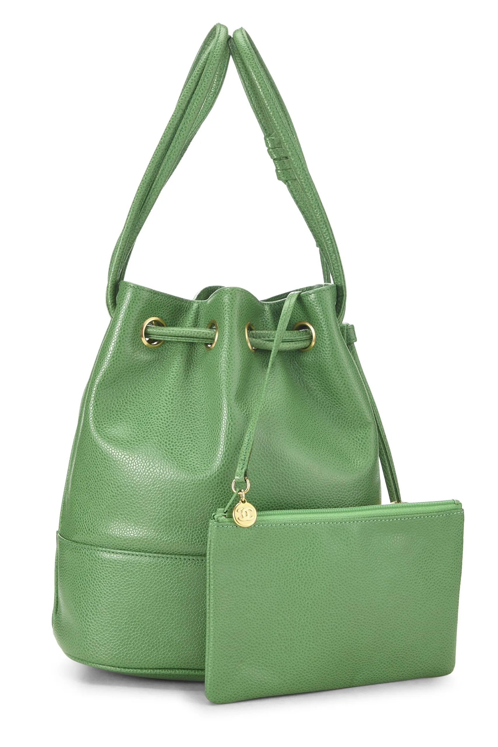 Chanel,  Green Caviar 3 'CC' Bucket Bag, Green