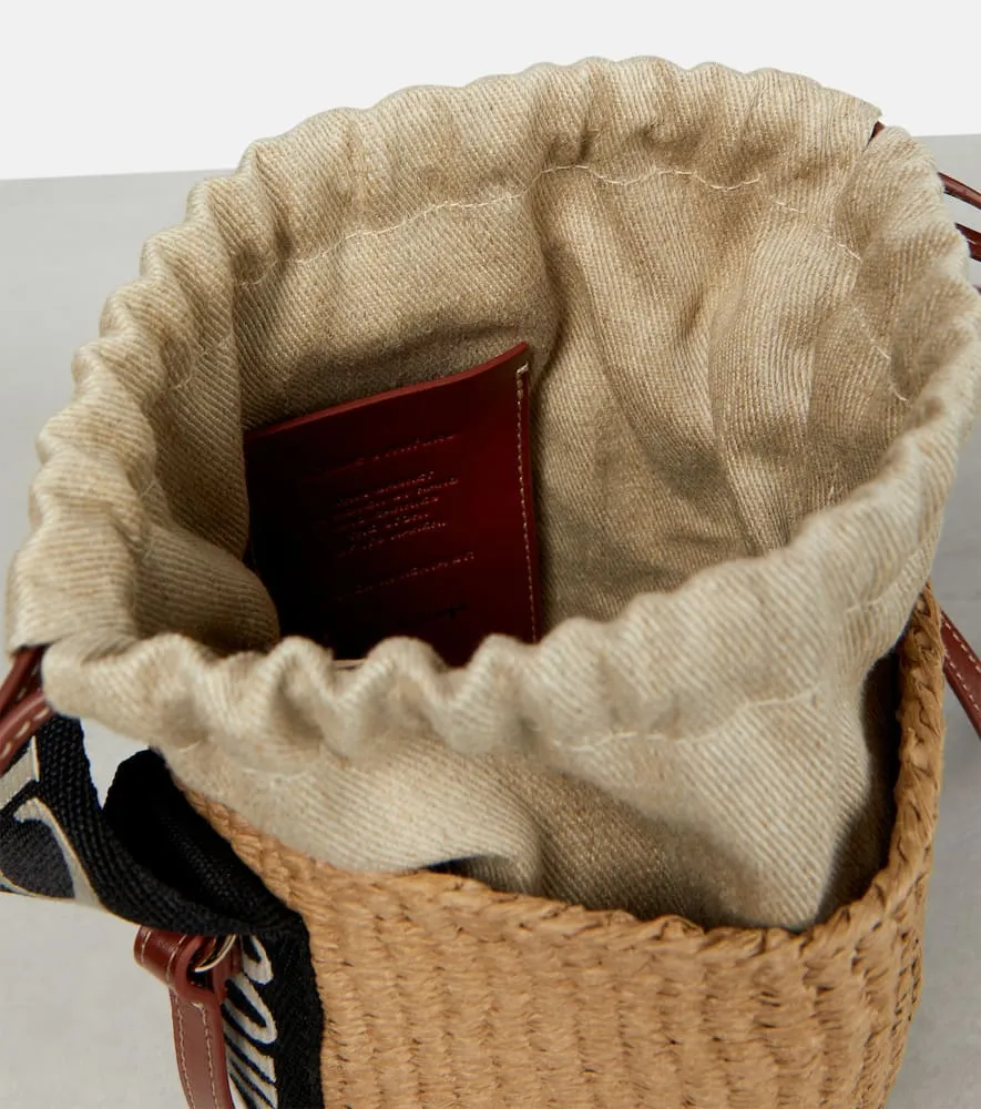 Chloe Woody Mini leather-trimmed bucket bag
