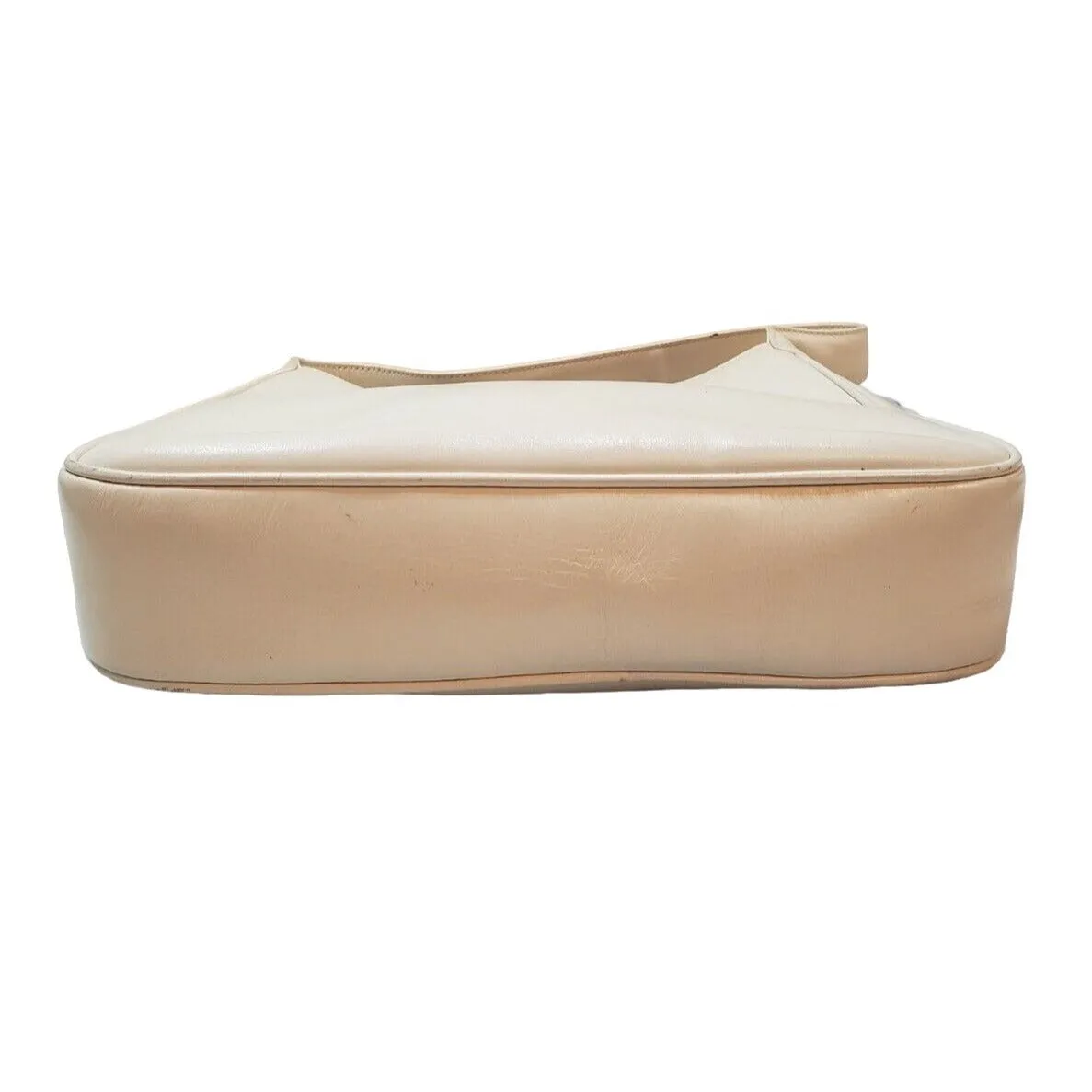Early G Gucci White & Ivory Leather Padlock Hobo w Gold Clasp