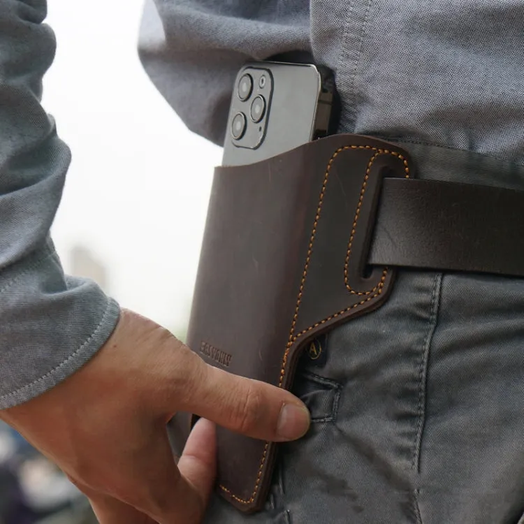 EASYONLY ZPYB018 Leather Outdoor Sports Phone Pocket With Cover(Coffee)