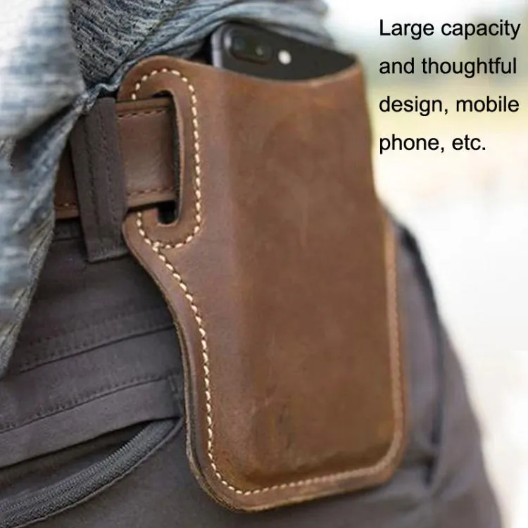 EASYONLY ZPYB018 Leather Outdoor Sports Phone Pocket With Cover(Coffee)