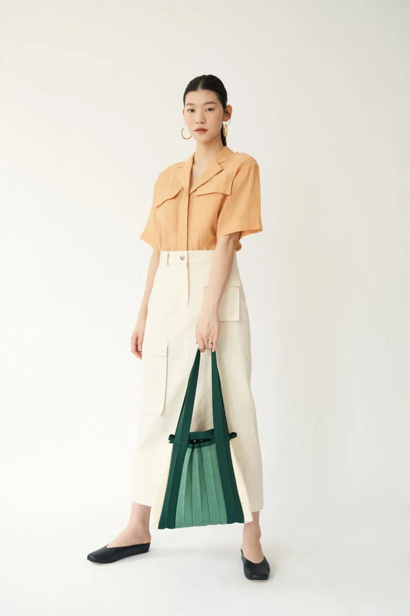 Knit Pleated 2-Way Shopper Bag made from Recycled Ocean Plastic - Bijarim Green