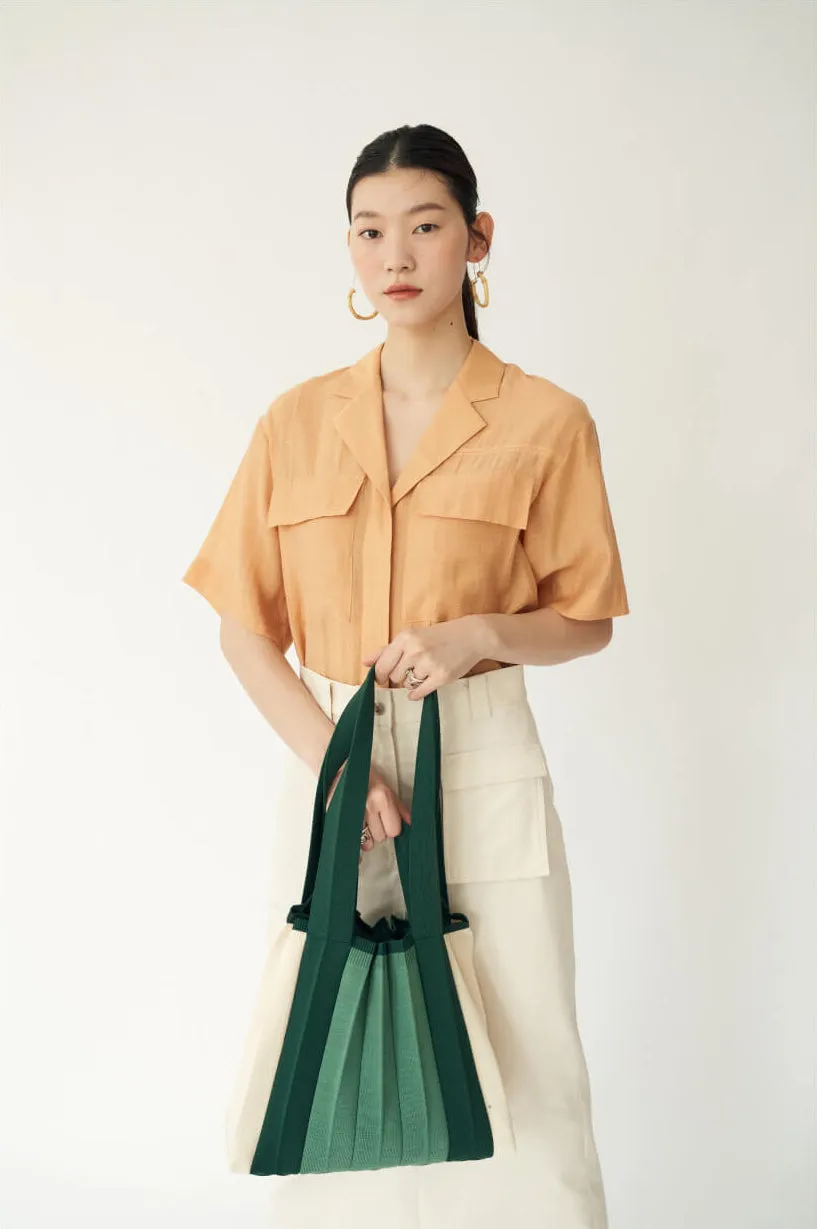 Knit Pleated 2-Way Shopper Bag made from Recycled Ocean Plastic - Bijarim Green