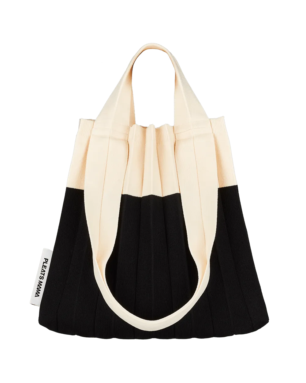 Knit Pleated 2-Way Shopper Bag made from Recycled Ocean Plastic - Black/Cream