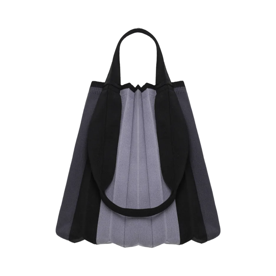 Knit Pleated 2-Way Shopper Bag made from Recycled Ocean Plastic - Black/Grey