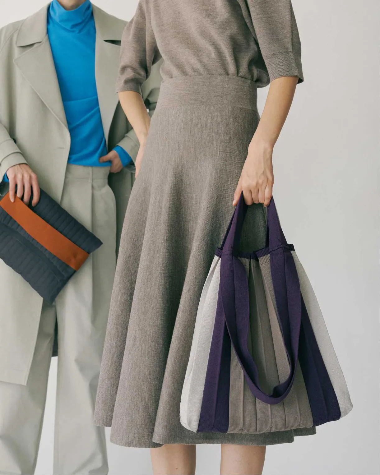 Knit Pleated 2-Way Shopper Bag made from Recycled Ocean Plastic - Black/Grey