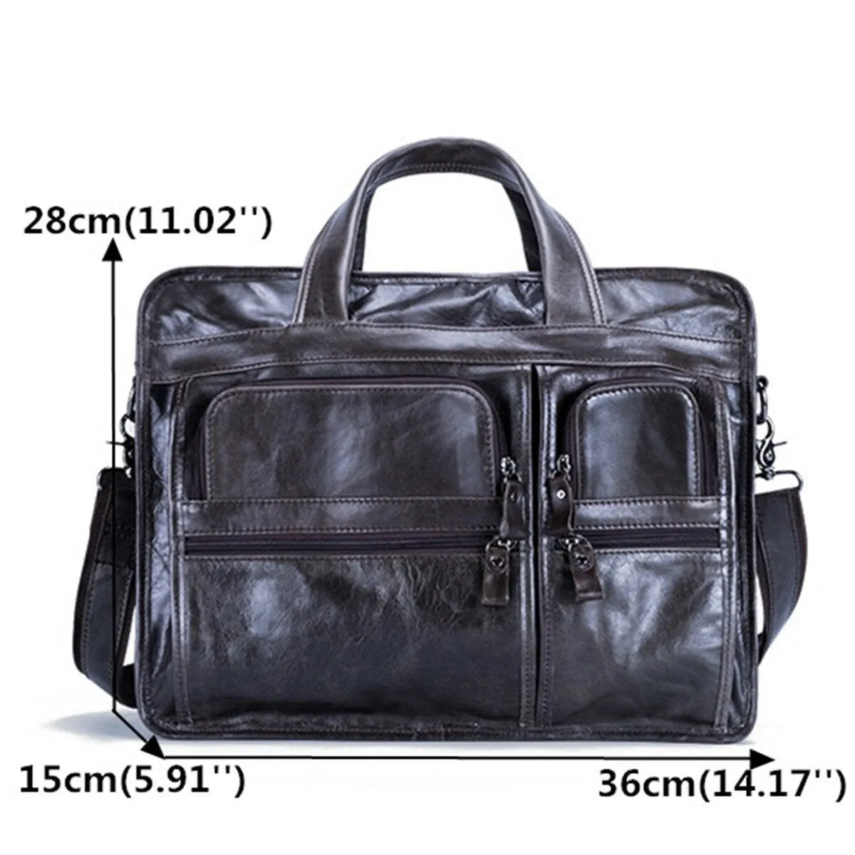 Men Genuine Leather Business Large Capacity 13.3 Inch Laptop Bag Handbag Briefcase