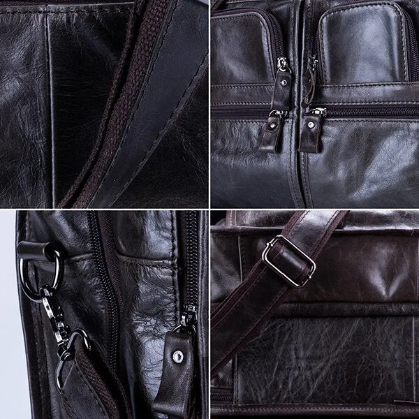 Men Genuine Leather Business Large Capacity 13.3 Inch Laptop Bag Handbag Briefcase