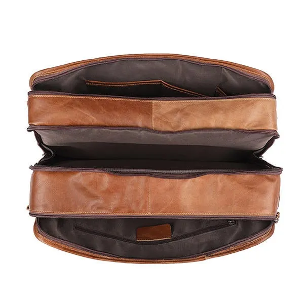 Men Genuine Leather Business Large Capacity 13.3 Inch Laptop Bag Handbag Briefcase