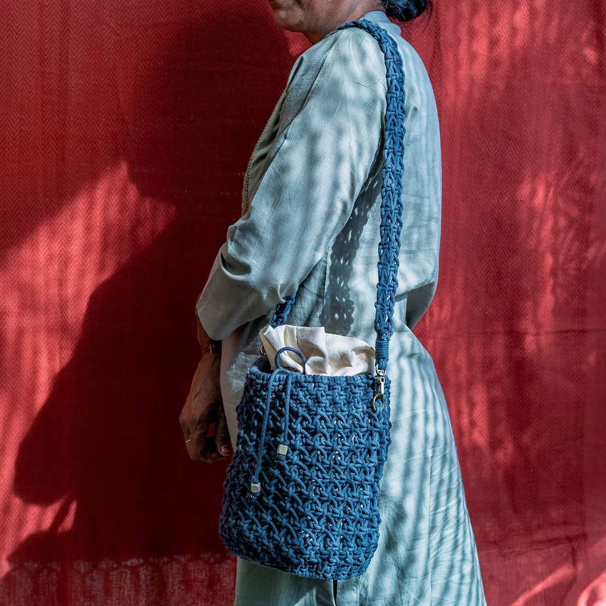 On-The-Go Hand-Knotted Bucket Bag | Artistic | Hand-Crafted | Macramé