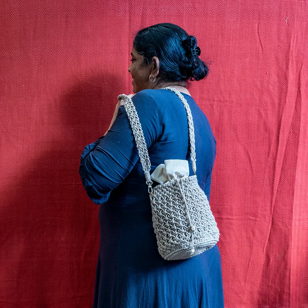 On-The-Go Hand-Knotted Bucket Bag | Artistic | Hand-Crafted | Macramé