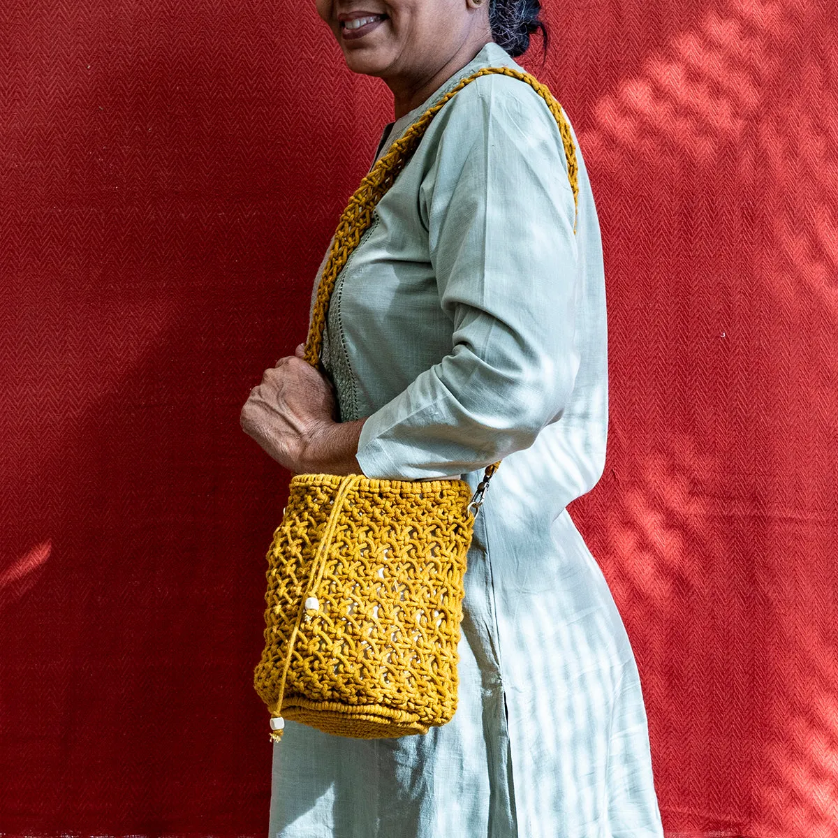 On-The-Go Hand-Knotted Bucket Bag | Artistic | Hand-Crafted | Macramé
