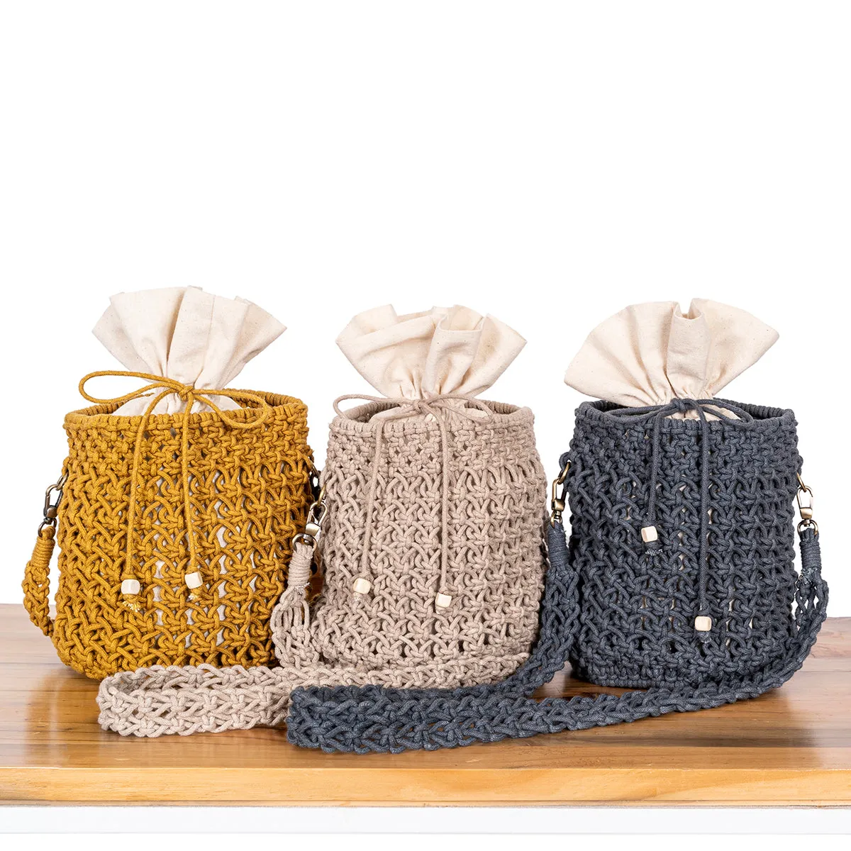 On-The-Go Hand-Knotted Bucket Bag | Artistic | Hand-Crafted | Macramé