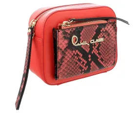 Roberto Cavalli Class Coral Snakeskin Textured Susan Small Belt Bag / Shoulder Bag