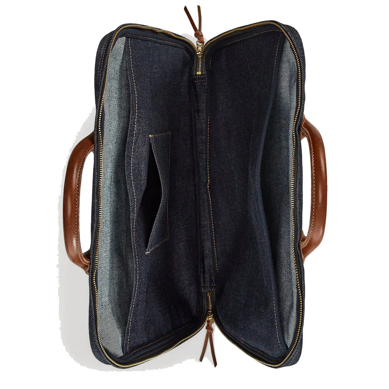 RRL by Ralph Lauren Leather-Trim Denim Briefcase Indigo