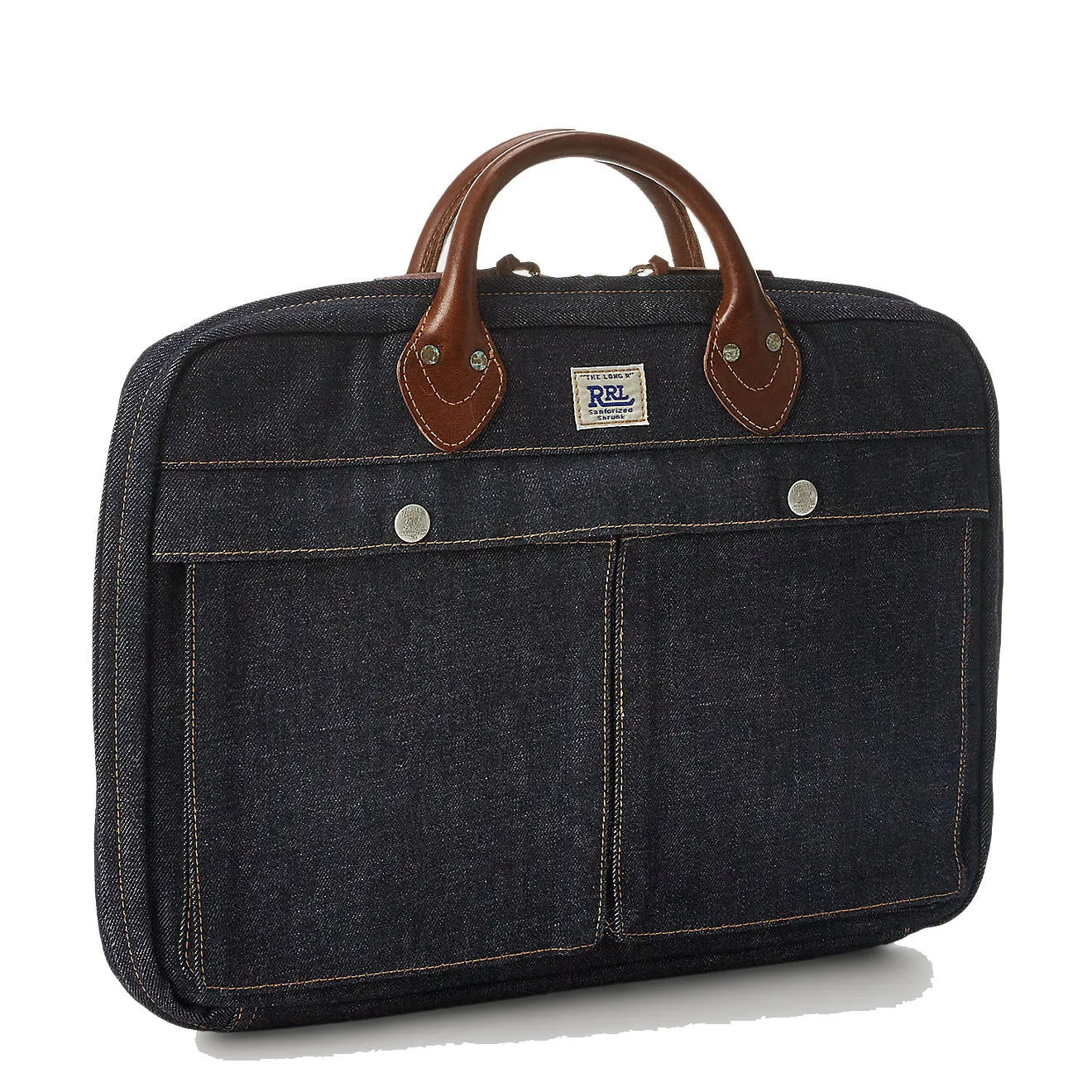 RRL by Ralph Lauren Leather-Trim Denim Briefcase Indigo