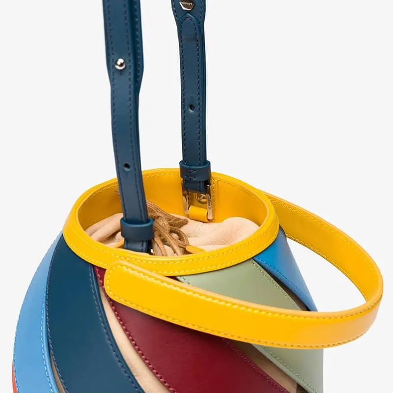Splicing bucket bag contrasting color PU handbag