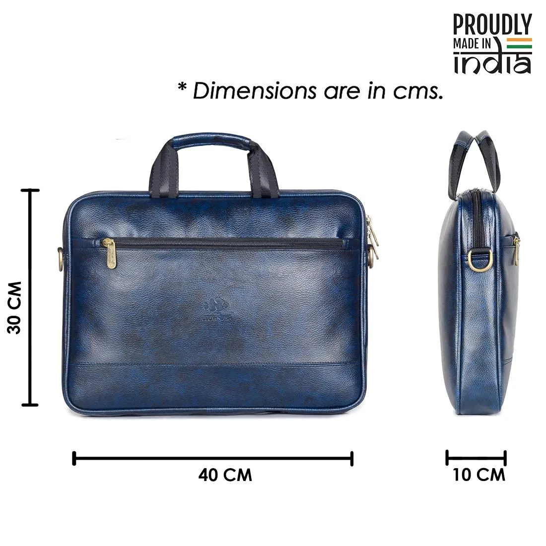 THE CLOWNFISH Unisex Biz Faux Leather 14 Inch Laptop Messenger Bag Briefcase (Blue)