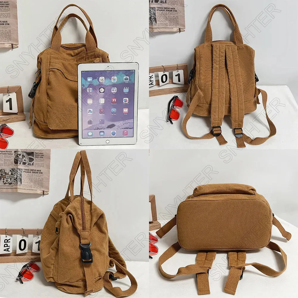 UAKISS  -  College Backpack Ladies Harajuku Cute Retro Canvas Bag Female Laptop Fashion Girl Fabric Student Backpack Women Travel Teen Bags