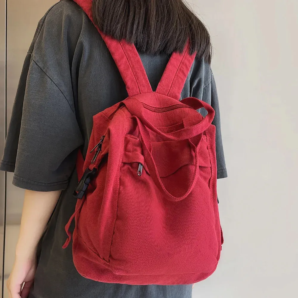 UAKISS  -  College Backpack Ladies Harajuku Cute Retro Canvas Bag Female Laptop Fashion Girl Fabric Student Backpack Women Travel Teen Bags
