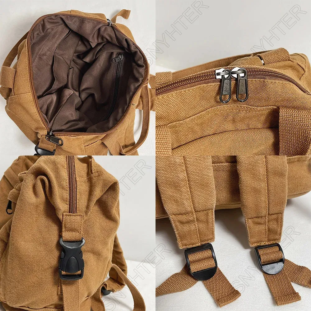 UAKISS  -  College Backpack Ladies Harajuku Cute Retro Canvas Bag Female Laptop Fashion Girl Fabric Student Backpack Women Travel Teen Bags