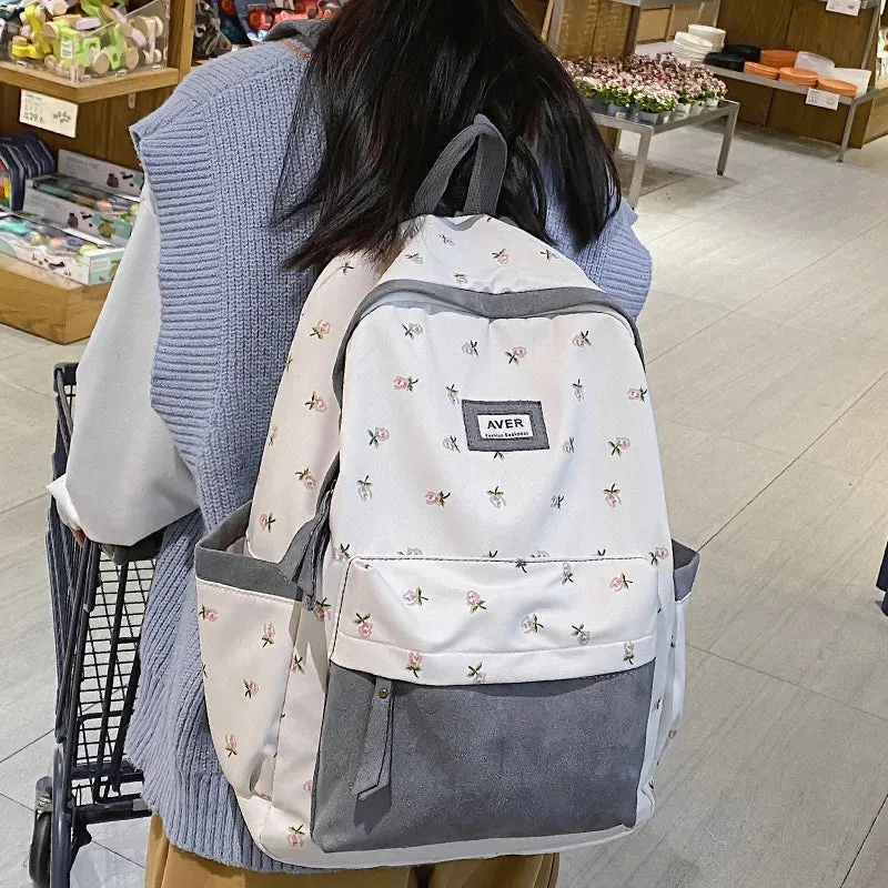 UAKISS  -  Fashion Lady Kawaii Pattern Nylon Bag Trendy Female Laptop Cute Flannel Backpack Travel Women Student Backpack Girl College Bags