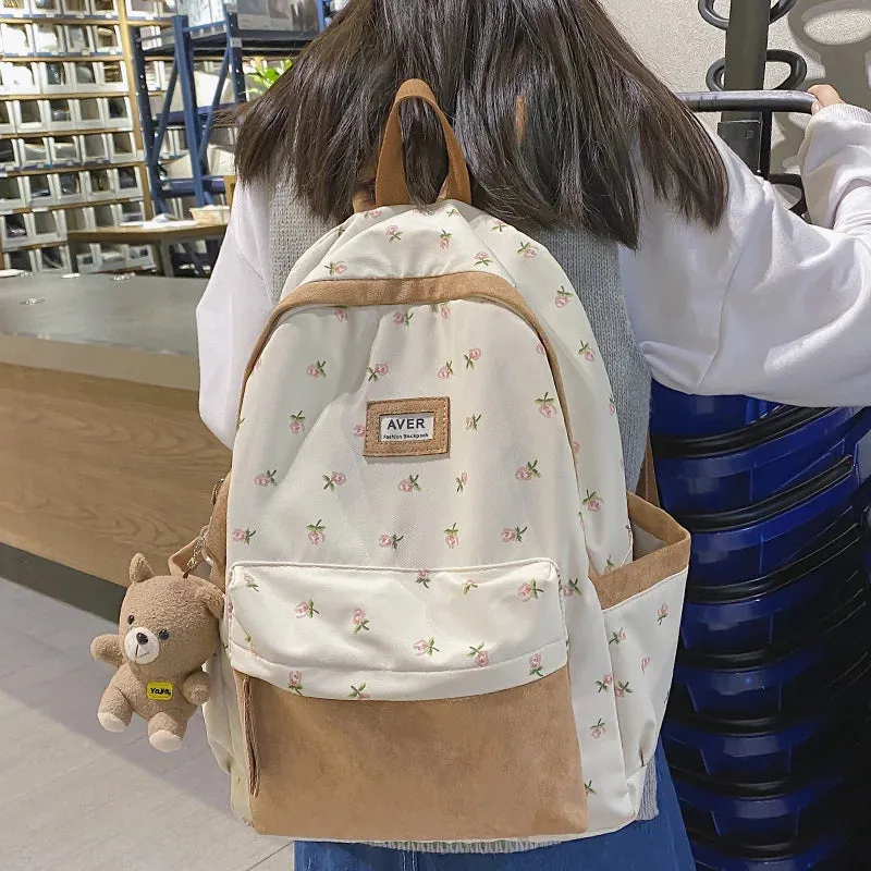 UAKISS  -  Fashion Lady Kawaii Pattern Nylon Bag Trendy Female Laptop Cute Flannel Backpack Travel Women Student Backpack Girl College Bags